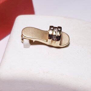 Estate .05ctw Natural 3 Rd Diamond Womans Slider Shoe 14Kt 2Tone Pendant #23320